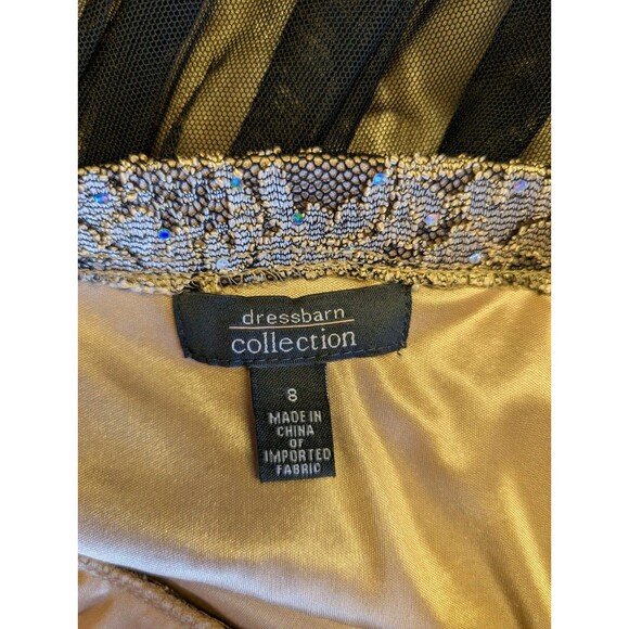 Dressbarn Dress Women's Sz 8 Black Gold Overlay Prom Dance Party Cocktail Formal - Picture 4 of 12